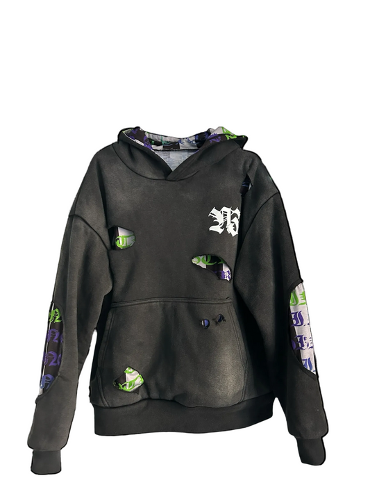 1OF1 STRIPE DISTRESSED HOODIE