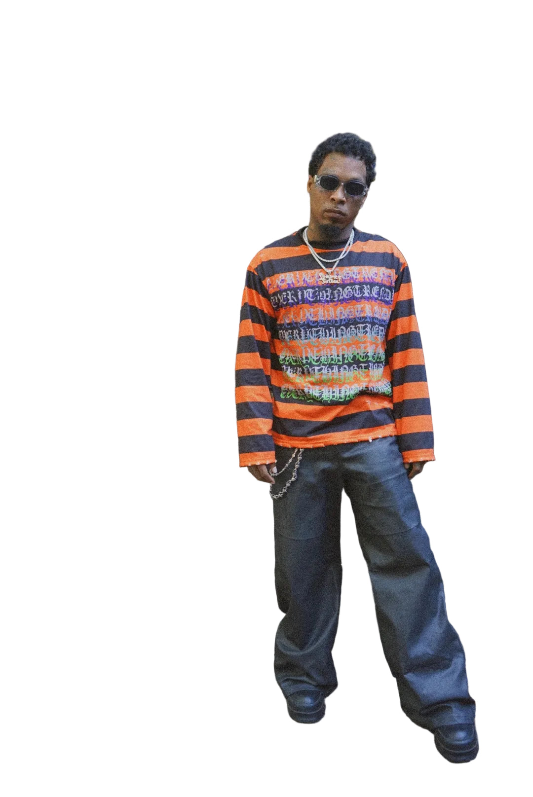 1OF1 ORANGE TRENDY STRIPE TEE