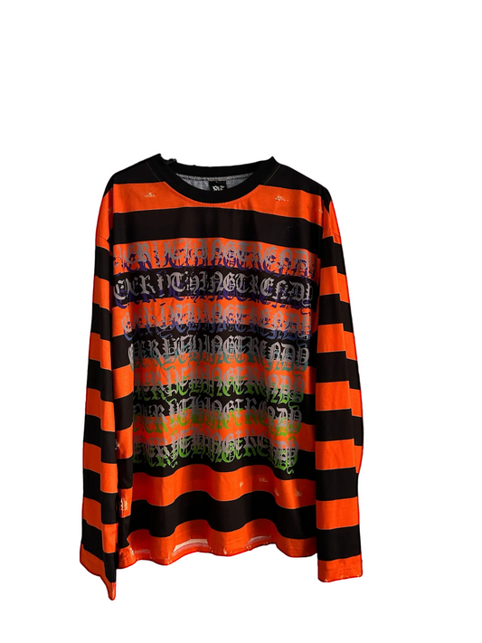 1OF1 ORANGE TRENDY STRIPE TEE